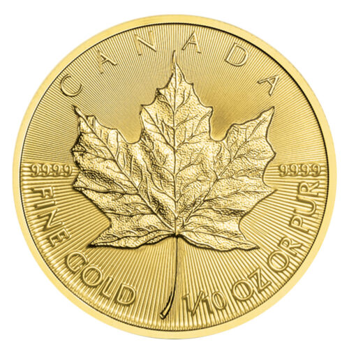 Kanadyjski Liść Klonu 1/10 oz - Złota moneta bulionowa 1/10 uncji 5 CAD