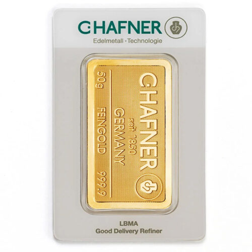 Sztabka złota 50 g - Złota sztabka 50 g mennica C.Hafner